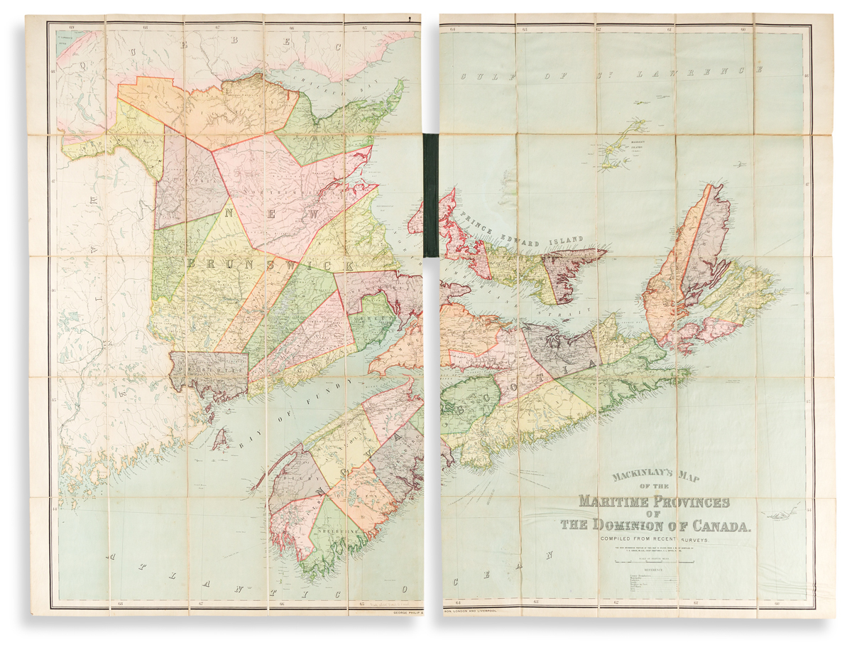 (CANADA.) George Philip & Son; after A.& W. Mackinlay. Mackinlays Map of the Maritime Provinces of the Dominion of Canada.